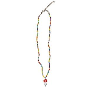 Colorful Beaded Mushroom Shaped Pendant Necklace